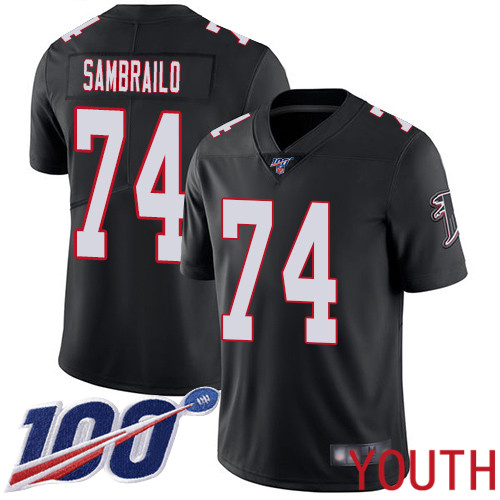 Atlanta Falcons Limited Black Youth Ty Sambrailo Alternate Jersey NFL Football 74 100th Season Vapor Untouchable